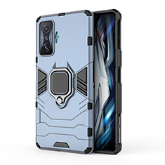 Coque Contour Silicone et Plastique Housse Etui Mat avec Magnetique Support Bague Anneau KC1 pour Xiaomi Redmi K50 Gaming 5G Bleu