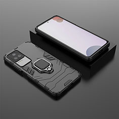 Coque Contour Silicone et Plastique Housse Etui Mat avec Magnetique Support Bague Anneau KC1 pour Xiaomi Redmi K50 Pro 5G Noir