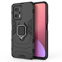 Coque Contour Silicone et Plastique Housse Etui Mat avec Magnetique Support Bague Anneau KC1 pour Xiaomi Redmi K50i 5G Noir