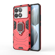 Coque Contour Silicone et Plastique Housse Etui Mat avec Magnetique Support Bague Anneau KC1 pour Xiaomi Redmi K70 Pro 5G Rouge