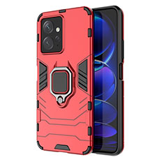 Coque Contour Silicone et Plastique Housse Etui Mat avec Magnetique Support Bague Anneau KC1 pour Xiaomi Redmi Note 12 4G Rouge