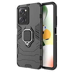 Coque Contour Silicone et Plastique Housse Etui Mat avec Magnetique Support Bague Anneau KC1 pour Xiaomi Redmi Note 12 Pro Speed 5G Noir