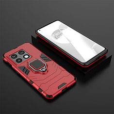 Coque Contour Silicone et Plastique Housse Etui Mat avec Magnetique Support Bague Anneau KC2 pour OnePlus 10 Pro 5G Rouge