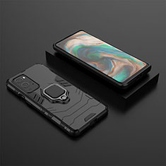 Coque Contour Silicone et Plastique Housse Etui Mat avec Magnetique Support Bague Anneau KC2 pour OnePlus 9 Pro 5G Noir