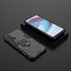 Coque Contour Silicone et Plastique Housse Etui Mat avec Magnetique Support Bague Anneau KC2 pour OnePlus Nord CE 5G Noir