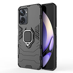 Coque Contour Silicone et Plastique Housse Etui Mat avec Magnetique Support Bague Anneau KC2 pour Realme 10 Pro 5G Noir