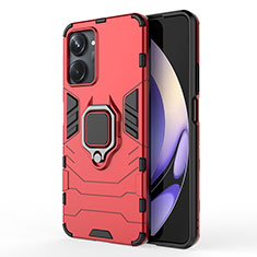 Coque Contour Silicone et Plastique Housse Etui Mat avec Magnetique Support Bague Anneau KC2 pour Realme 10 Pro 5G Rouge