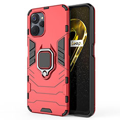 Coque Contour Silicone et Plastique Housse Etui Mat avec Magnetique Support Bague Anneau KC2 pour Realme 10T 5G Rouge