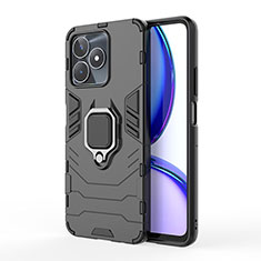 Coque Contour Silicone et Plastique Housse Etui Mat avec Magnetique Support Bague Anneau KC2 pour Realme C53 India Noir