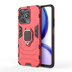 Coque Contour Silicone et Plastique Housse Etui Mat avec Magnetique Support Bague Anneau KC2 pour Realme C53 India Rouge