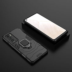 Coque Contour Silicone et Plastique Housse Etui Mat avec Magnetique Support Bague Anneau KC2 pour Realme GT Master Explorer 5G Noir