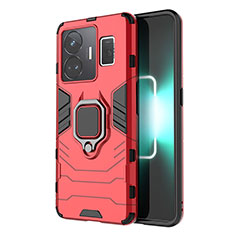 Coque Contour Silicone et Plastique Housse Etui Mat avec Magnetique Support Bague Anneau KC2 pour Realme GT Neo6 5G Rouge