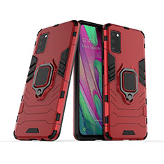 Coque Contour Silicone et Plastique Housse Etui Mat avec Magnetique Support Bague Anneau KC2 pour Samsung Galaxy A41 Rouge