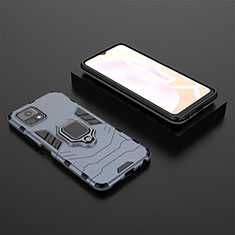 Coque Contour Silicone et Plastique Housse Etui Mat avec Magnetique Support Bague Anneau KC2 pour Vivo iQOO U3x 5G Bleu