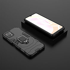 Coque Contour Silicone et Plastique Housse Etui Mat avec Magnetique Support Bague Anneau KC2 pour Vivo iQOO U3x 5G Noir