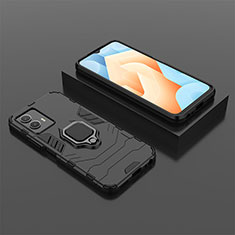 Coque Contour Silicone et Plastique Housse Etui Mat avec Magnetique Support Bague Anneau KC2 pour Vivo iQOO U5 5G Noir