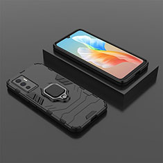 Coque Contour Silicone et Plastique Housse Etui Mat avec Magnetique Support Bague Anneau KC2 pour Vivo V23e 5G Noir