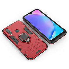 Coque Contour Silicone et Plastique Housse Etui Mat avec Magnetique Support Bague Anneau KC2 pour Vivo Y11 Rouge