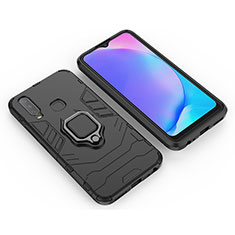 Coque Contour Silicone et Plastique Housse Etui Mat avec Magnetique Support Bague Anneau KC2 pour Vivo Y15 Noir