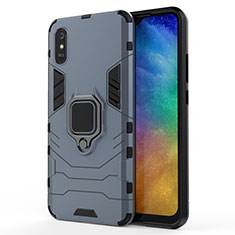 Coque Contour Silicone et Plastique Housse Etui Mat avec Magnetique Support Bague Anneau KC2 pour Xiaomi Redmi 9AT Bleu