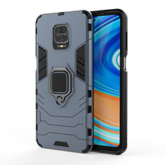 Coque Contour Silicone et Plastique Housse Etui Mat avec Magnetique Support Bague Anneau KC2 pour Xiaomi Redmi Note 9S Bleu