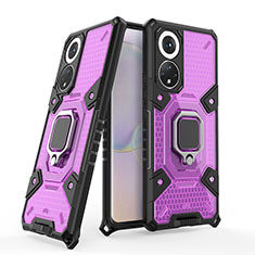 Coque Contour Silicone et Plastique Housse Etui Mat avec Magnetique Support Bague Anneau KC3 pour Huawei Nova 9 Violet