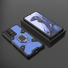 Coque Contour Silicone et Plastique Housse Etui Mat avec Magnetique Support Bague Anneau KC3 pour Xiaomi Mi 11T 5G Bleu