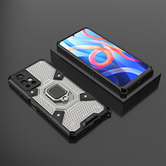 Coque Contour Silicone et Plastique Housse Etui Mat avec Magnetique Support Bague Anneau KC3 pour Xiaomi Poco M4 Pro 5G Noir