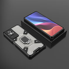 Coque Contour Silicone et Plastique Housse Etui Mat avec Magnetique Support Bague Anneau KC3 pour Xiaomi Redmi K50 5G Noir