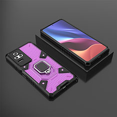 Coque Contour Silicone et Plastique Housse Etui Mat avec Magnetique Support Bague Anneau KC3 pour Xiaomi Redmi K50 Pro 5G Violet