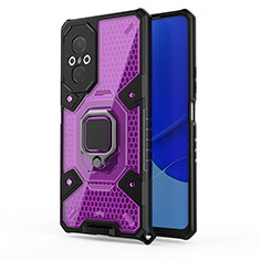 Coque Contour Silicone et Plastique Housse Etui Mat avec Magnetique Support Bague Anneau KC4 pour Huawei Nova 9 SE Violet