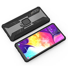 Coque Contour Silicone et Plastique Housse Etui Mat avec Magnetique Support Bague Anneau KC4 pour Samsung Galaxy A30S Noir