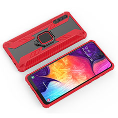 Coque Contour Silicone et Plastique Housse Etui Mat avec Magnetique Support Bague Anneau KC4 pour Samsung Galaxy A50 Rouge