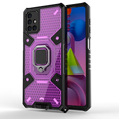 Coque Contour Silicone et Plastique Housse Etui Mat avec Magnetique Support Bague Anneau KC4 pour Samsung Galaxy M51 Violet