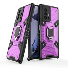 Coque Contour Silicone et Plastique Housse Etui Mat avec Magnetique Support Bague Anneau KC4 pour Xiaomi Mi 11T 5G Violet