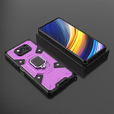 Coque Contour Silicone et Plastique Housse Etui Mat avec Magnetique Support Bague Anneau KC4 pour Xiaomi Poco X3 NFC Violet