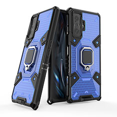 Coque Contour Silicone et Plastique Housse Etui Mat avec Magnetique Support Bague Anneau KC4 pour Xiaomi Redmi K50 Gaming AMG F1 5G Bleu