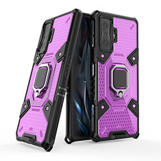 Coque Contour Silicone et Plastique Housse Etui Mat avec Magnetique Support Bague Anneau KC4 pour Xiaomi Redmi K50 Gaming AMG F1 5G Violet