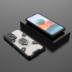 Coque Contour Silicone et Plastique Housse Etui Mat avec Magnetique Support Bague Anneau KC4 pour Xiaomi Redmi Note 10 Pro Max Noir