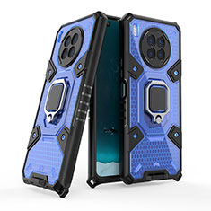 Coque Contour Silicone et Plastique Housse Etui Mat avec Magnetique Support Bague Anneau KC5 pour Huawei Nova 8i Bleu