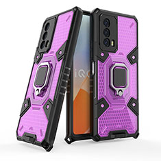 Coque Contour Silicone et Plastique Housse Etui Mat avec Magnetique Support Bague Anneau KC5 pour Vivo iQOO Z5 5G Violet