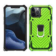 Coque Contour Silicone et Plastique Housse Etui Mat avec Magnetique Support Bague Anneau M01 pour Apple iPhone 12 Pro Max Pastel Vert