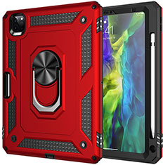 Coque Contour Silicone et Plastique Housse Etui Mat avec Magnetique Support Bague Anneau MQ1 pour Apple iPad Pro 11 (2022) Rouge