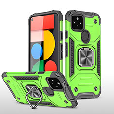 Coque Contour Silicone et Plastique Housse Etui Mat avec Magnetique Support Bague Anneau MQ1 pour Google Pixel 5 Vert