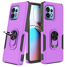 Coque Contour Silicone et Plastique Housse Etui Mat avec Magnetique Support Bague Anneau MQ1 pour Motorola Moto Edge 40 Pro 5G Violet