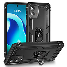 Coque Contour Silicone et Plastique Housse Etui Mat avec Magnetique Support Bague Anneau MQ1 pour Motorola Moto G 5G (2023) Noir