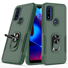 Coque Contour Silicone et Plastique Housse Etui Mat avec Magnetique Support Bague Anneau MQ1 pour Motorola Moto G Play (2023) Vert