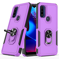 Coque Contour Silicone et Plastique Housse Etui Mat avec Magnetique Support Bague Anneau MQ1 pour Motorola Moto G Play (2023) Violet