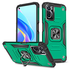 Coque Contour Silicone et Plastique Housse Etui Mat avec Magnetique Support Bague Anneau MQ1 pour Oppo A76 Vert Nuit