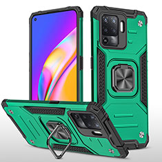 Coque Contour Silicone et Plastique Housse Etui Mat avec Magnetique Support Bague Anneau MQ1 pour Oppo F19 Pro Vert Nuit